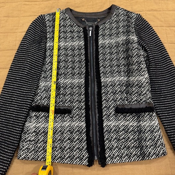 Max Mara Weekend Tweed Virgin Wool Jacket Black & White Size US 10 - Picture 8 of 11